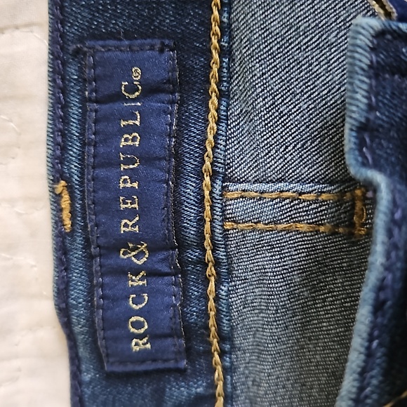 ROCK & REPUBLIC WOMENS BERLIN SKINNY JEANS SIZE 8 M WASHED DARK BLUE PREOWNED - Picture 9 of 17